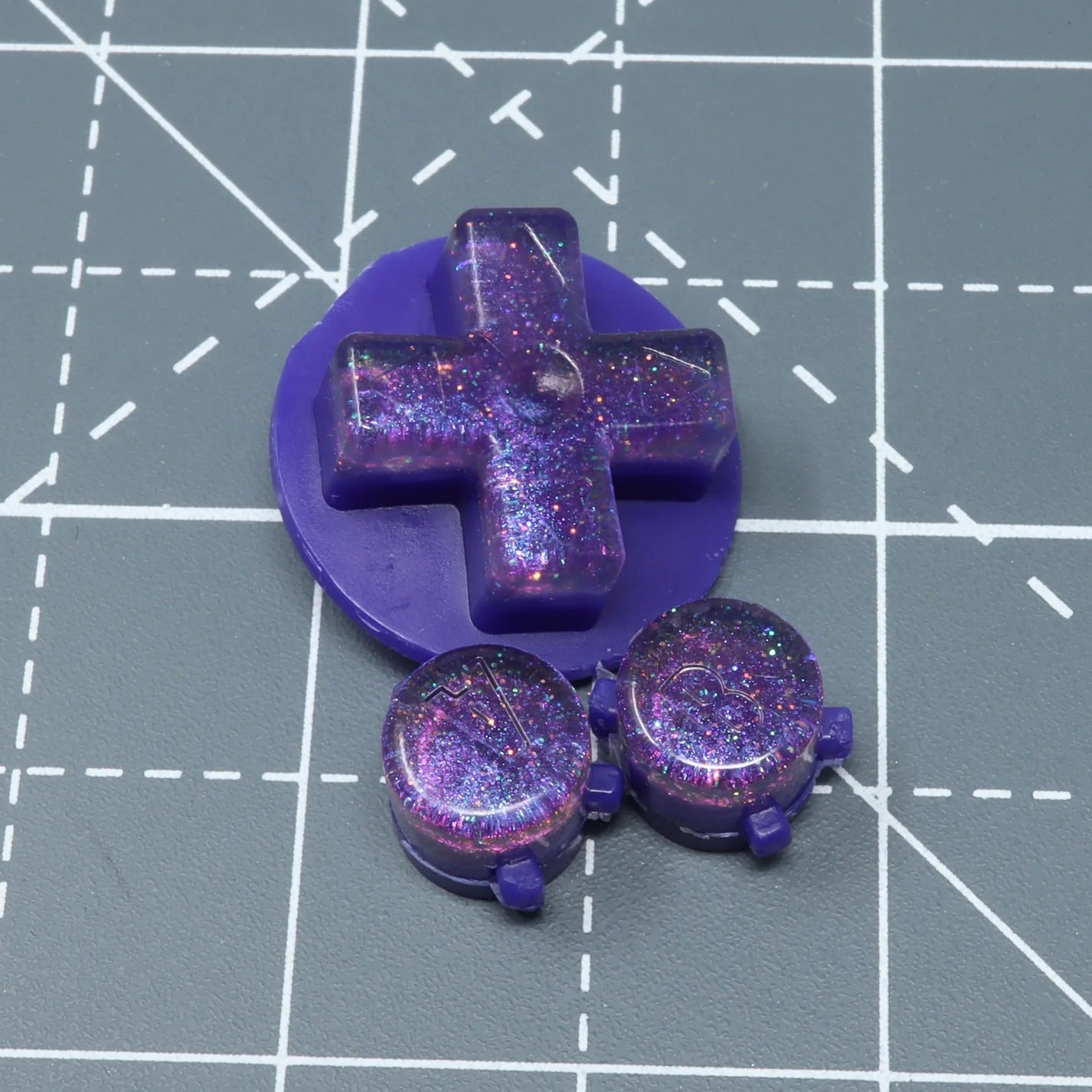 Hand cast resin buttons for Nintendo Game Boy Advance (AGB GBA) - Cosmic purple | Lab Fifteen Co
