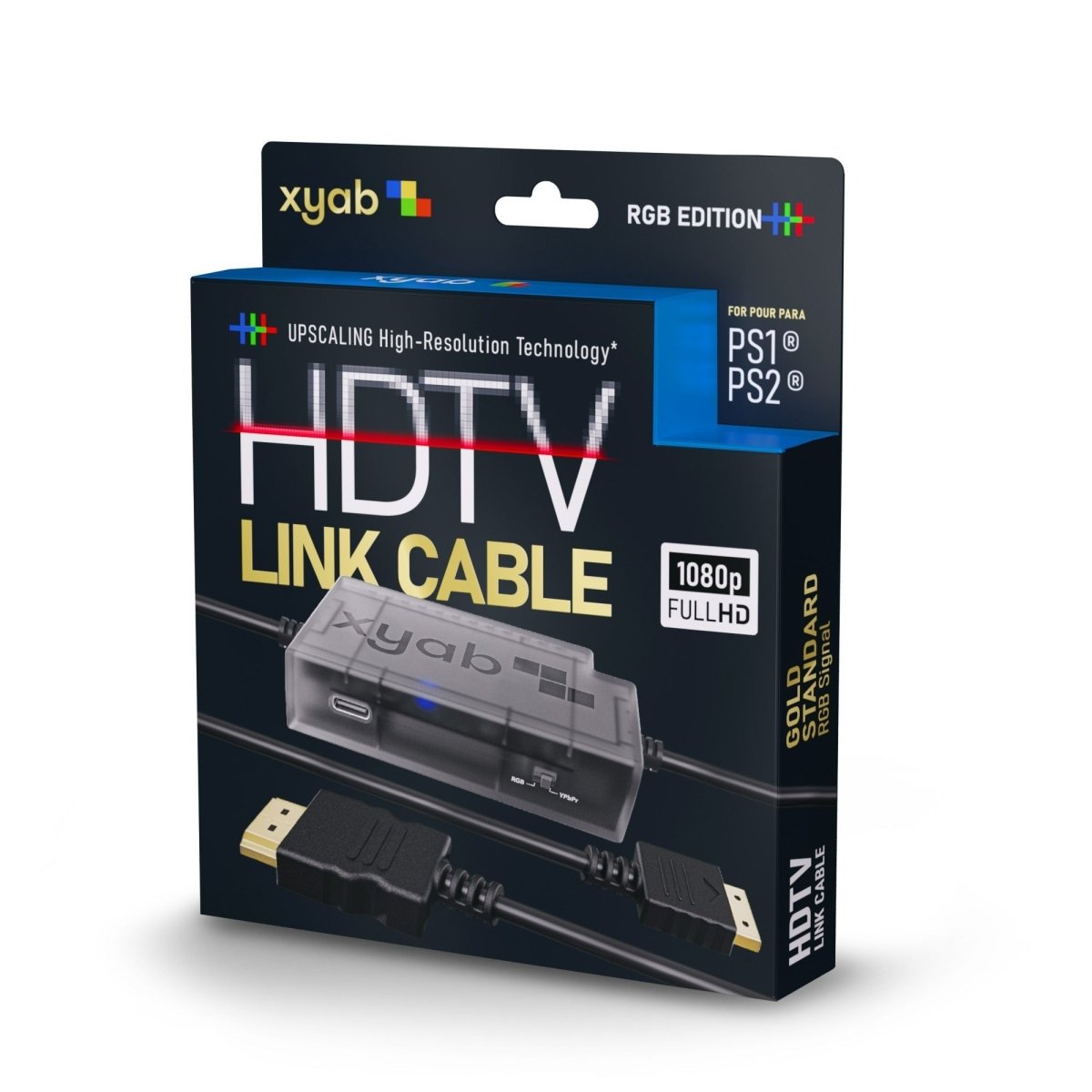 HDMI adapter converter cable for Sony PS1 (PSOne) & PS2 PlayStation 1 & 2 RGB+ HD with upscaling | XYAB
