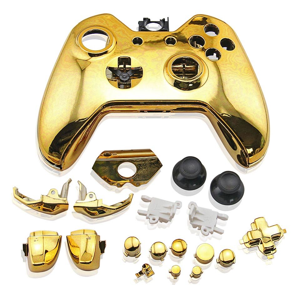 Housing shell for Xbox One controller Microsoft 1st gen 1537 full complete repair kit - Chrome Gold | ZedLabz - 1