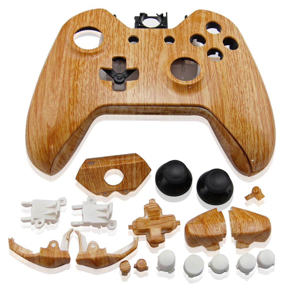 Housing shell for Xbox One controller Microsoft 1st gen 1537 full complete repair kit - Wood grain effect | ZedLabz - 1