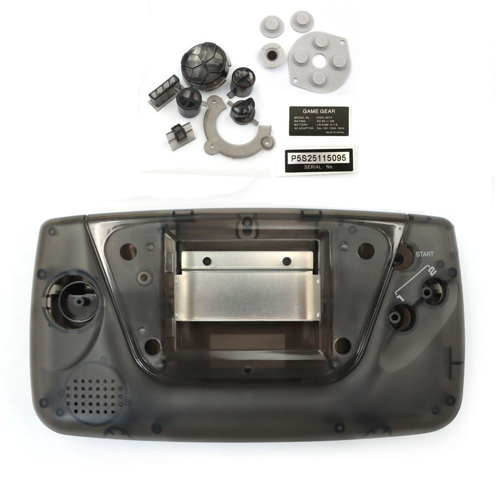 Housing shell kit for Sega Game Gear inc buttons & membranes - Clear black (frosted) | Hispeedido - 1