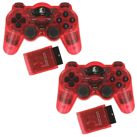 Controller for Sony PlayStation 2 PS2 wireless RF double shock vibration - 2 pack red | ZedLabz