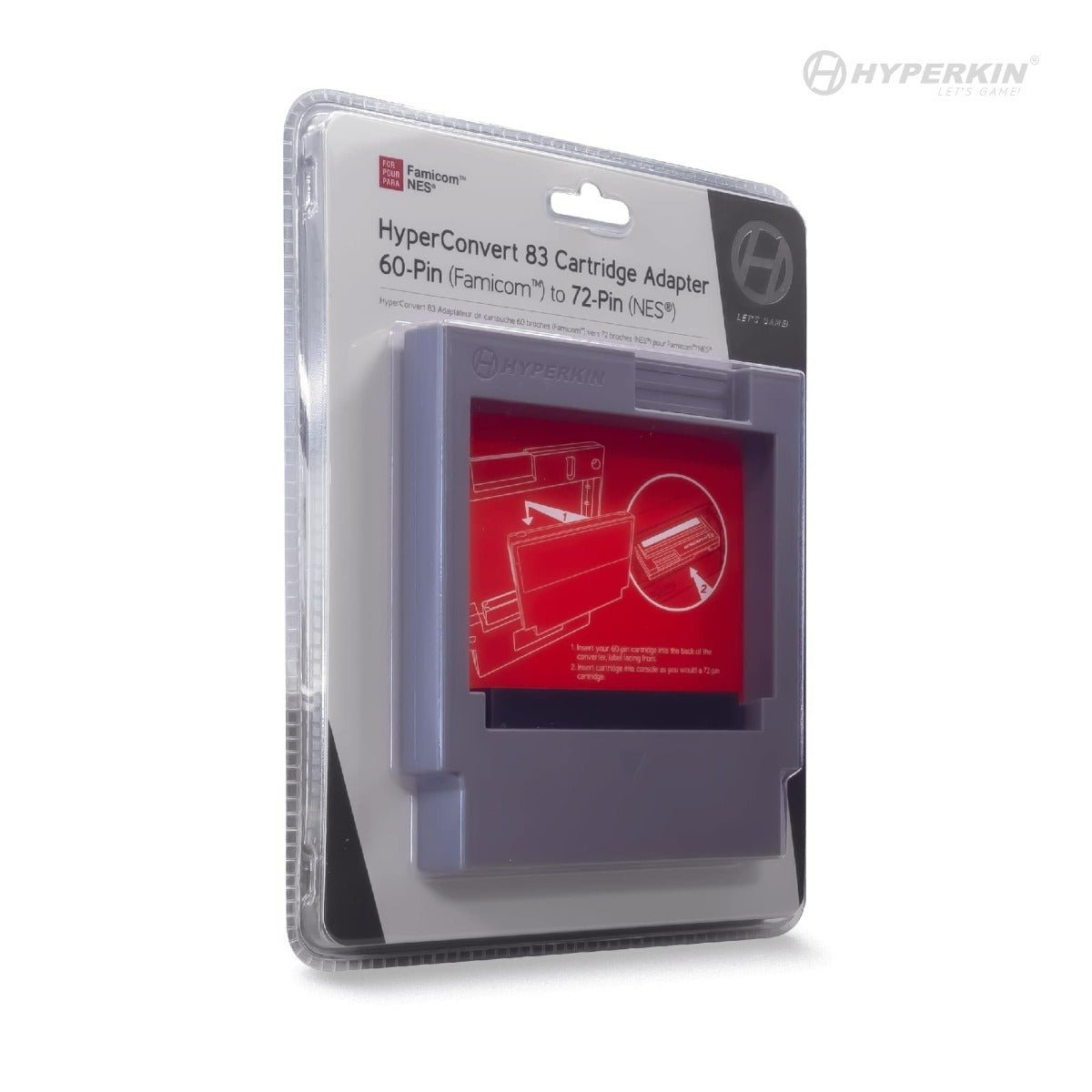 HyperConvert 83 cartridge adapter 60 to 72 Pin for Famicom cartridges to NES Nintendo consoles | Hyperkin