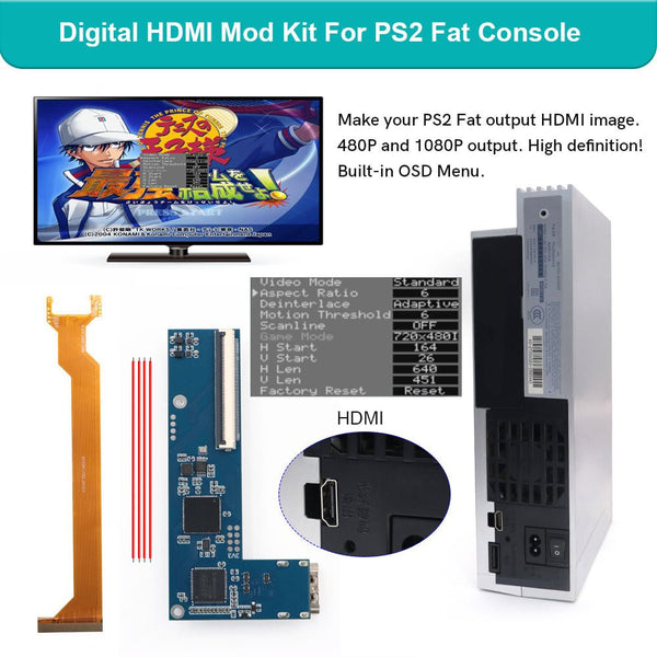 Internal HDMI mod kit for PS2 Fat 1080p digital | Hispeedido - 2