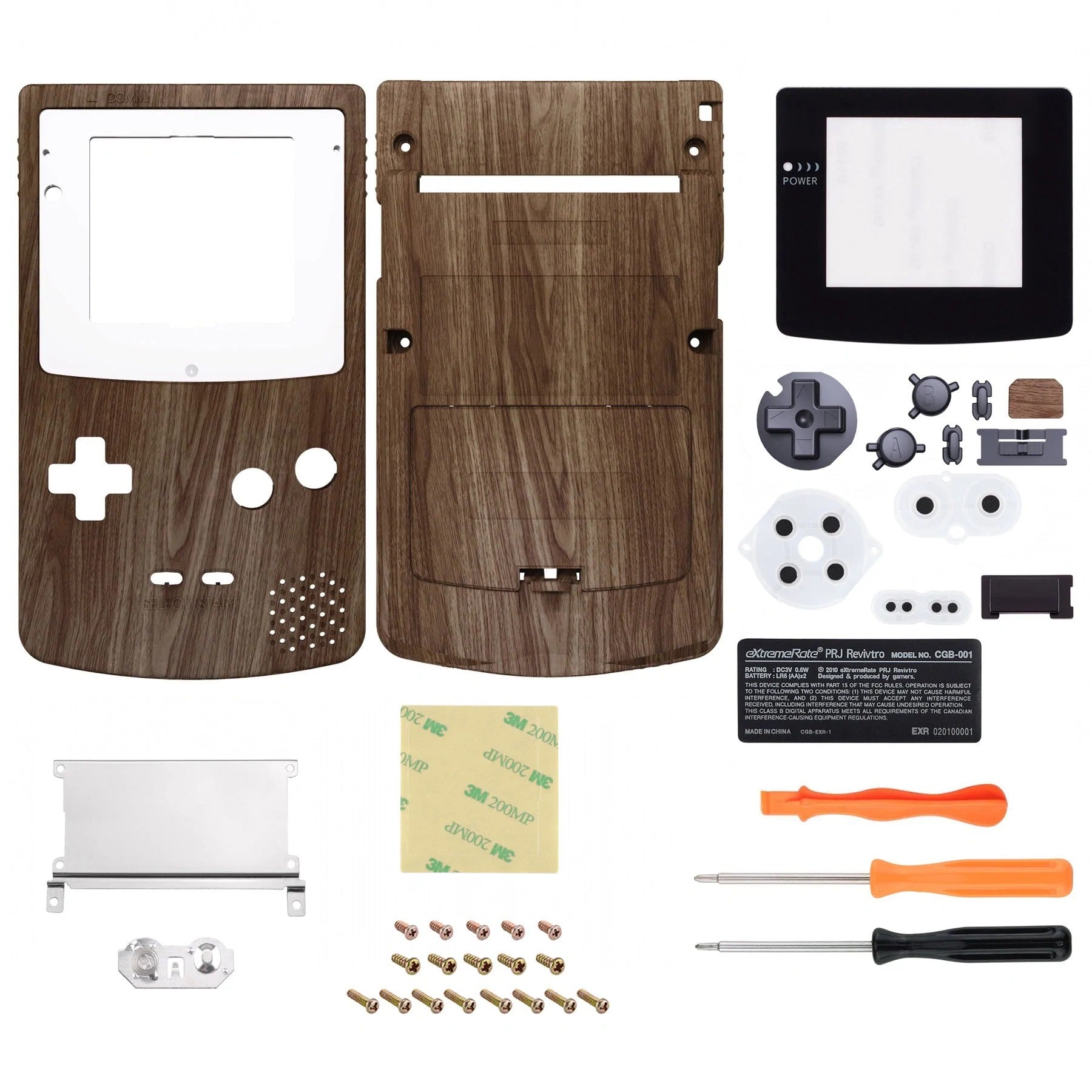 IPS ready shell for Nintendo Game Boy Color custom modified replacement housing kit supports IPS, OSD IPS & Original screens - Wood grain GBC CGB | eXtremeRate - 1