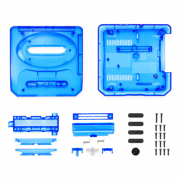 Replacement console shell housing for Sega Mega Drive 2 / Genesis 2 - Clear Blue | XYAB