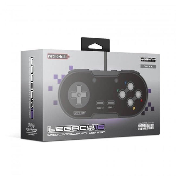 Legacy16 wired USB Snes style controller gamepad for Nintendo Switch, PC, Mac & USB devices - Black | Retro-Bit