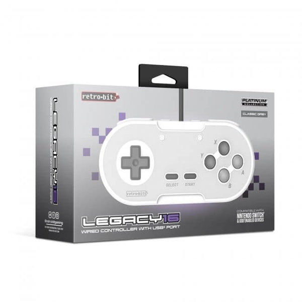 Legacy16 wired USB Snes style controller gamepad for Nintendo Switch, PC, Mac & USB devices - White | Retro-Bit
