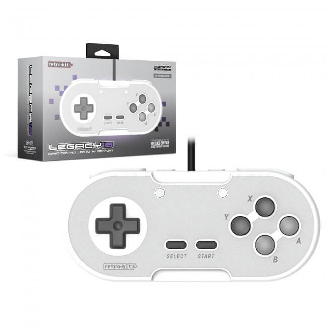 Legacy16 wired USB Snes style controller gamepad for Nintendo Switch, PC, Mac & USB devices - White | Retro-Bit