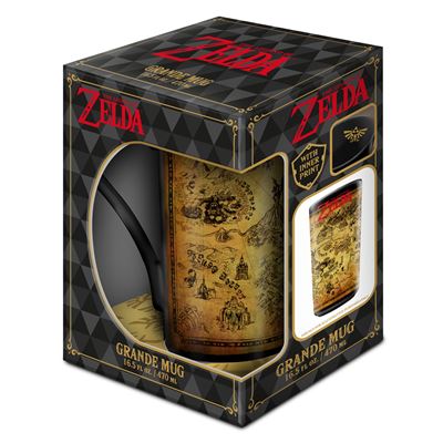 Legend of Zelder Black & Gold Map Grande Latte style mug 470ML | Pyramid