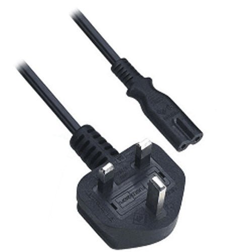 mains power cable figure 8 C7 UK lead for Sony PS1, PS2, PS3. PS4, Sega Saturn, Dreamcast, Microsoft Xbox original, Xbox One S, Xbox One X & PS Vita