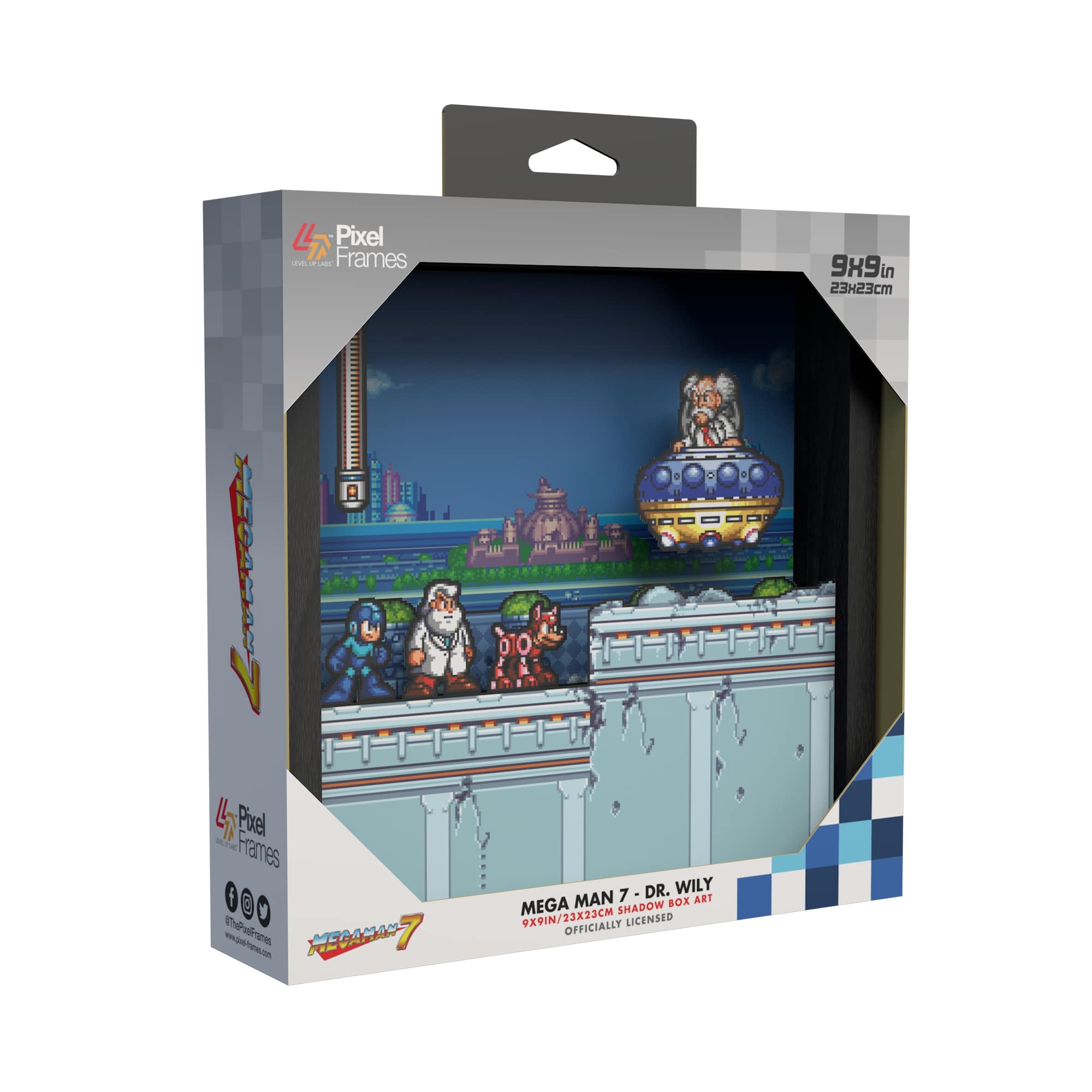 Mega Man 7 Dr. Wily scene video game (1997) shadow box art officially licensed 9x9 inch (23x23cm) | Pixel Frames