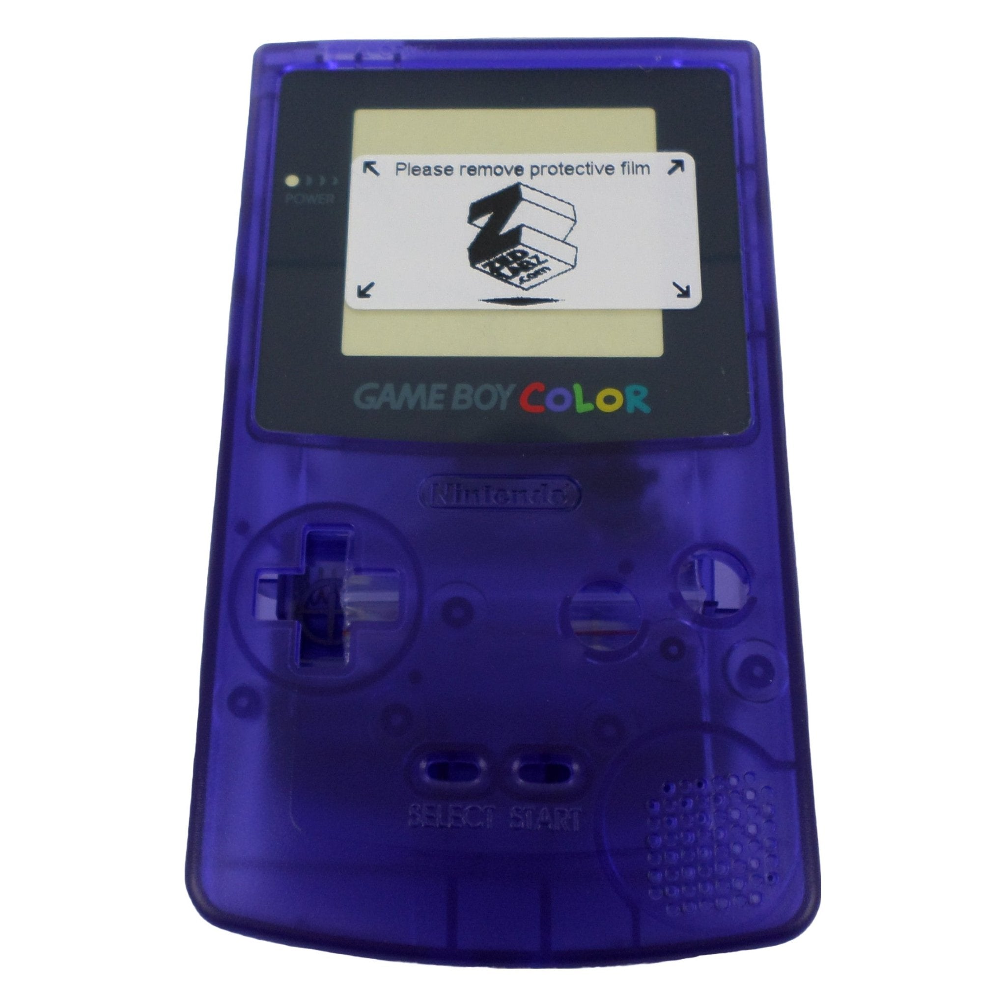Modified complete housing shell for IPS LCD screen Nintendo Game Boy Color console replacement - Clear Purple | ZedLabz - 1