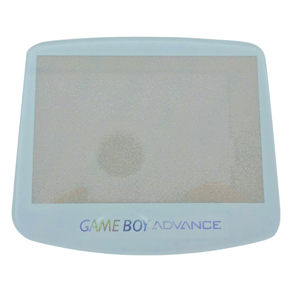 Modified glass screen lens cover for IPS screen Game Boy Advance AGS-001 - White with holographic logo | Funnyplaying