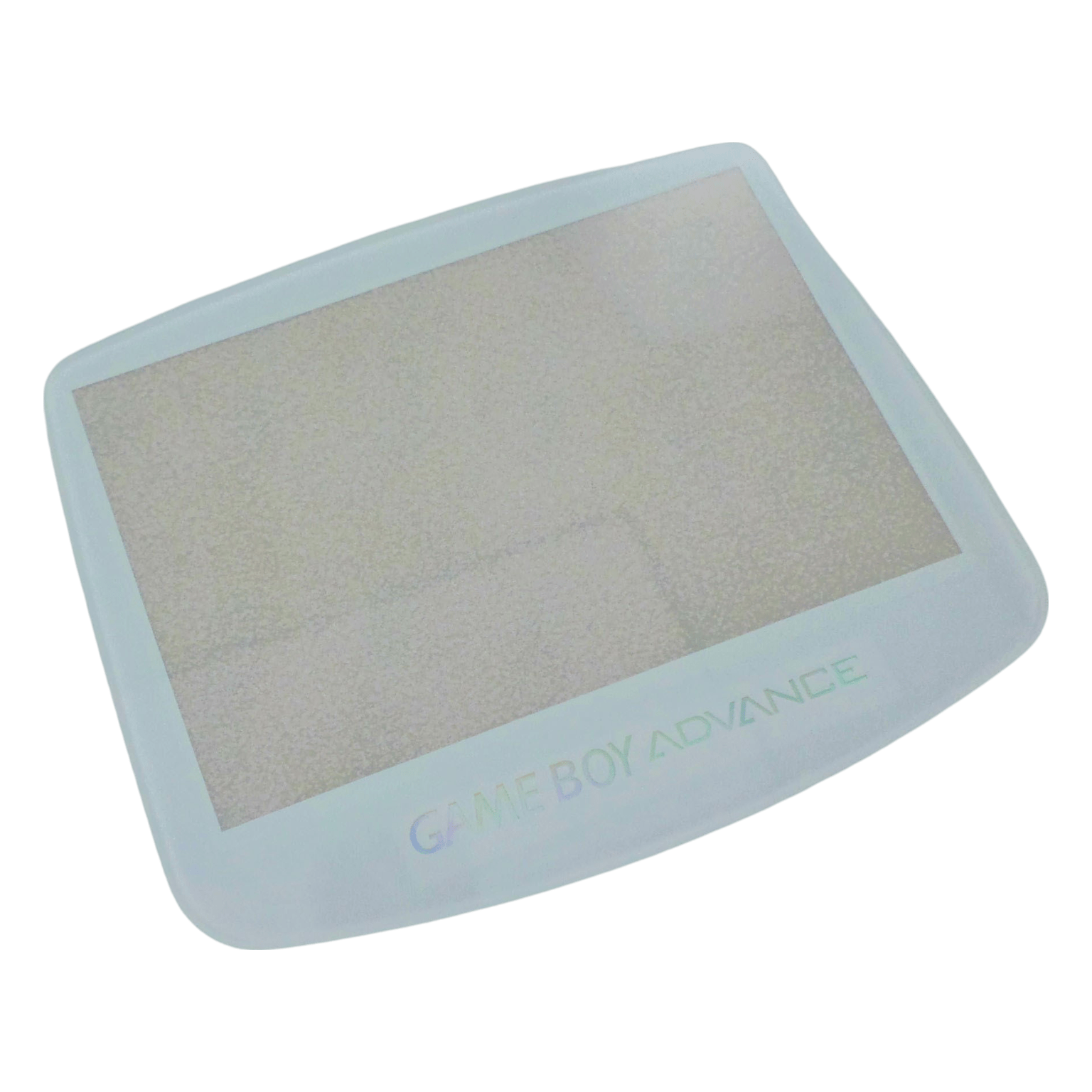 Modified glass screen lens cover for IPS screen Game Boy Advance AGS-001 - White with holographic logo | Funnyplaying