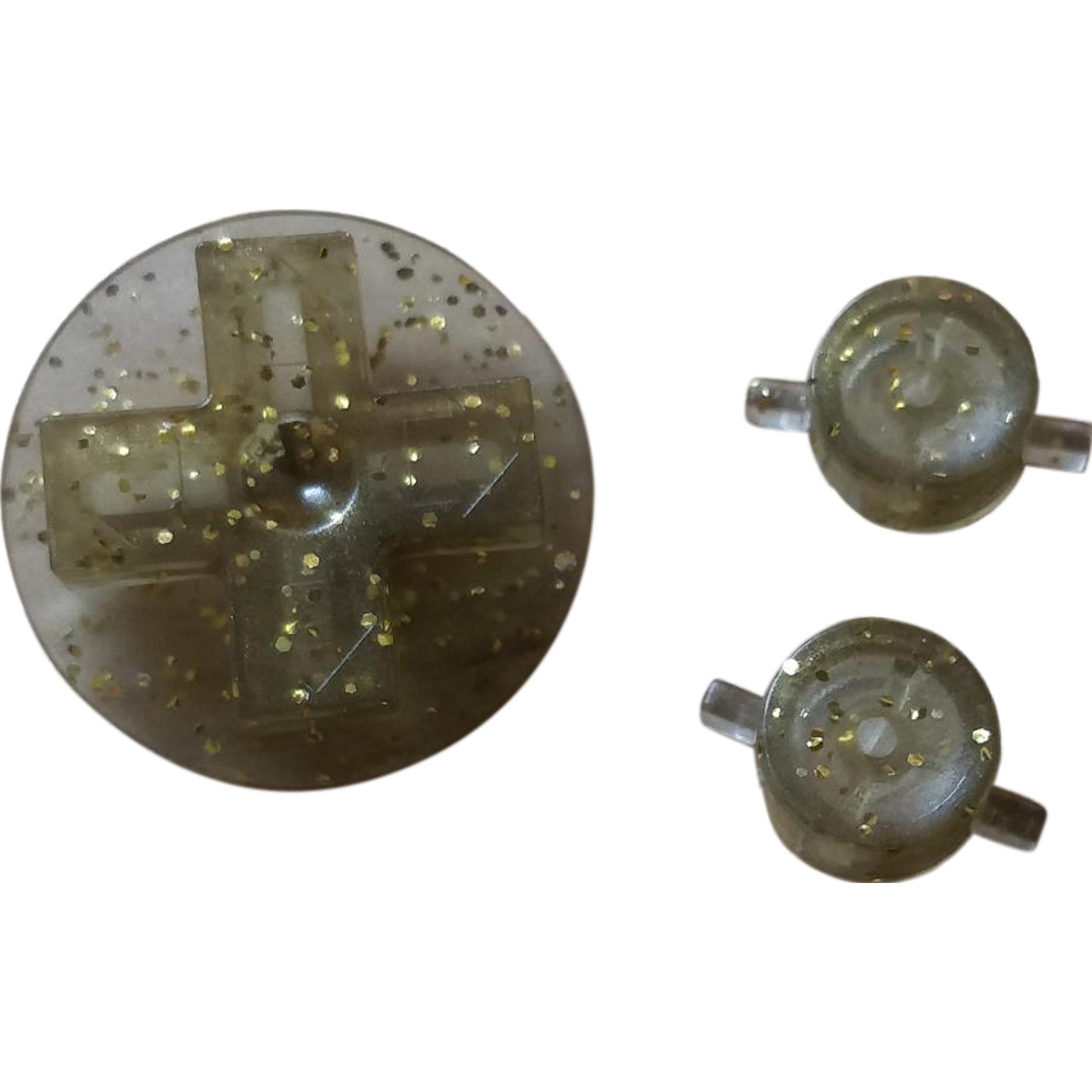 NES Style Button Set For Original Game Boy DMG 01 - Clear Glitter Gold  | Retro Modding