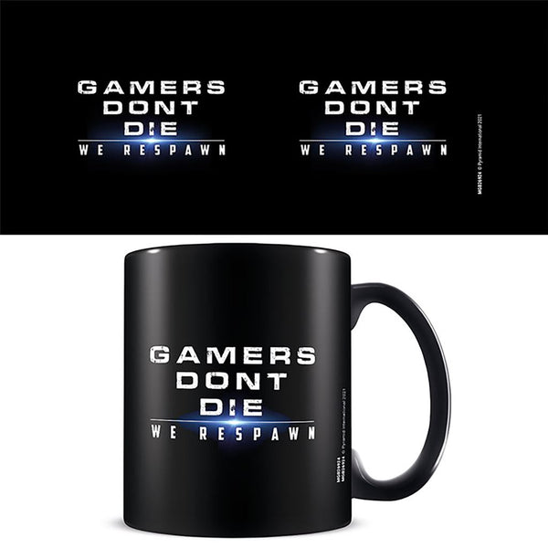 Gamers Don't Die slogan official mug 11oz/315ml black ceramic | Pyramid