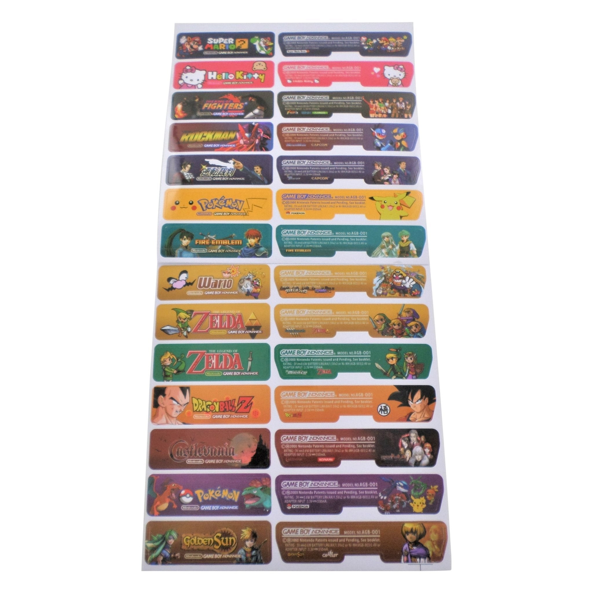 Novelty reproduction stickers for Game Boy Advance console gaming characters edition - 14 pack multi colour | ZedLabz