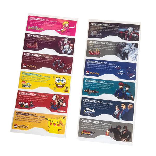 Novelty reproduction stickers for Game Boy Advance SP console gaming characters edition - 14 pack multi colour | ZedLabz - 1