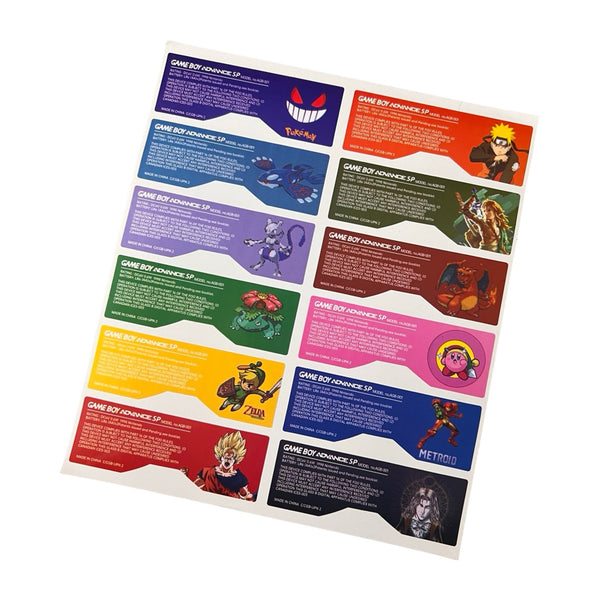 Novelty reproduction stickers for Game Boy Advance SP console mixed game characters edition - 12 pack multi colour | ZedLabz - 1