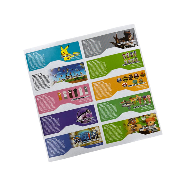 Novelty reproduction stickers for Game Boy Advance SP console various gaming characters - 10 pack multi colour | ZedLabz