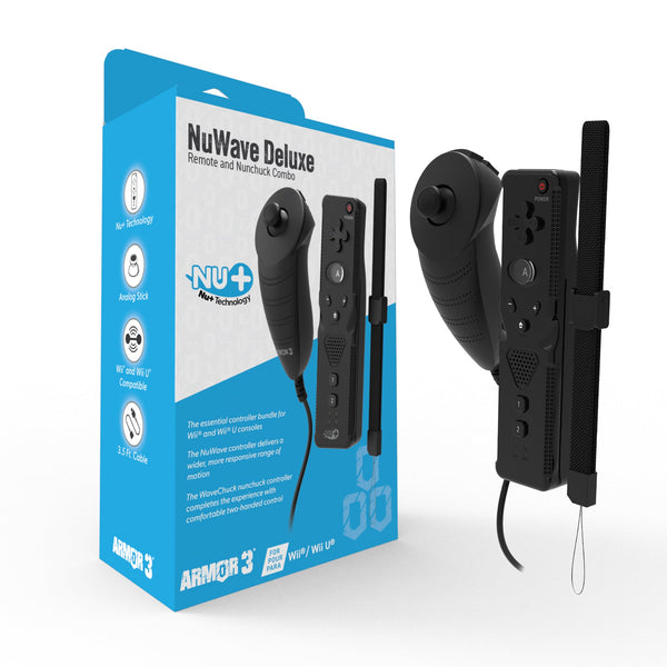 NuWave Deluxe Wii Remote & Nunchuck combo for Nintendo Wii & Wii U - black | Armor3 - 2