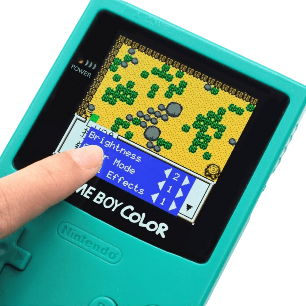 OLED laminated touch screen display for Nintendo Game Boy Color (GBC) AMOLED upgrade mod backlight kit colour changing logo - white | Hispeedido