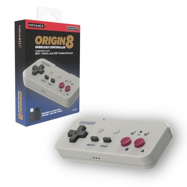 Origin8 Wireless controller for original Nintendo NES, Nintendo Switch & most USB enabled devices - GB grey | Retro-Bit
