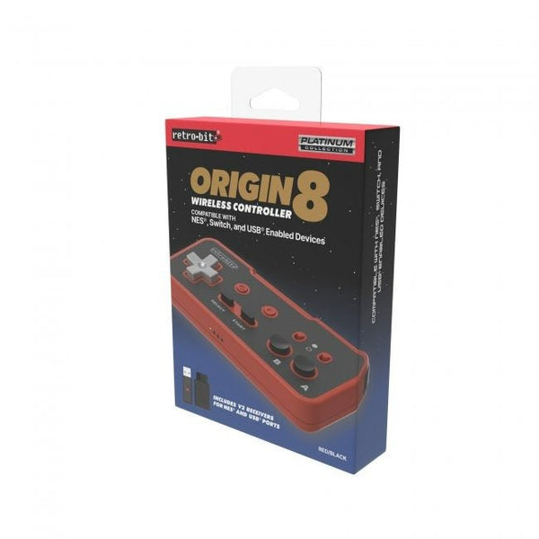 Origin8 Wireless controller for original Nintendo NES, Nintendo Switch & most USB enabled devices - Red & Black | Retro-Bit