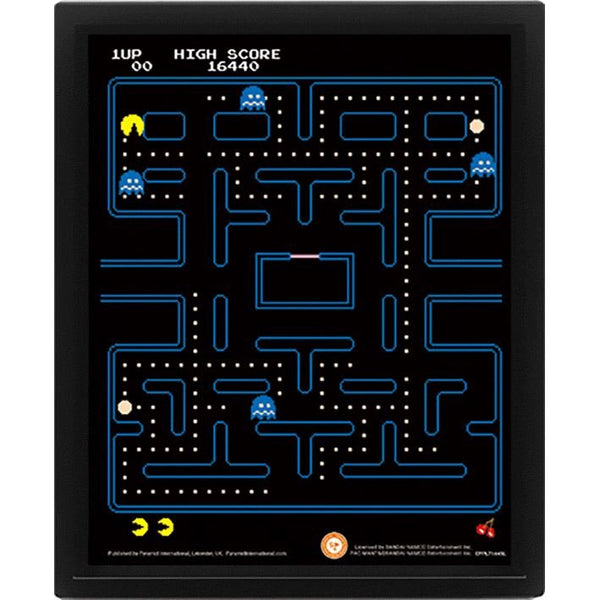 Pac-Man maze framed 3D lenticular print 20 x 25cm | Pyramid