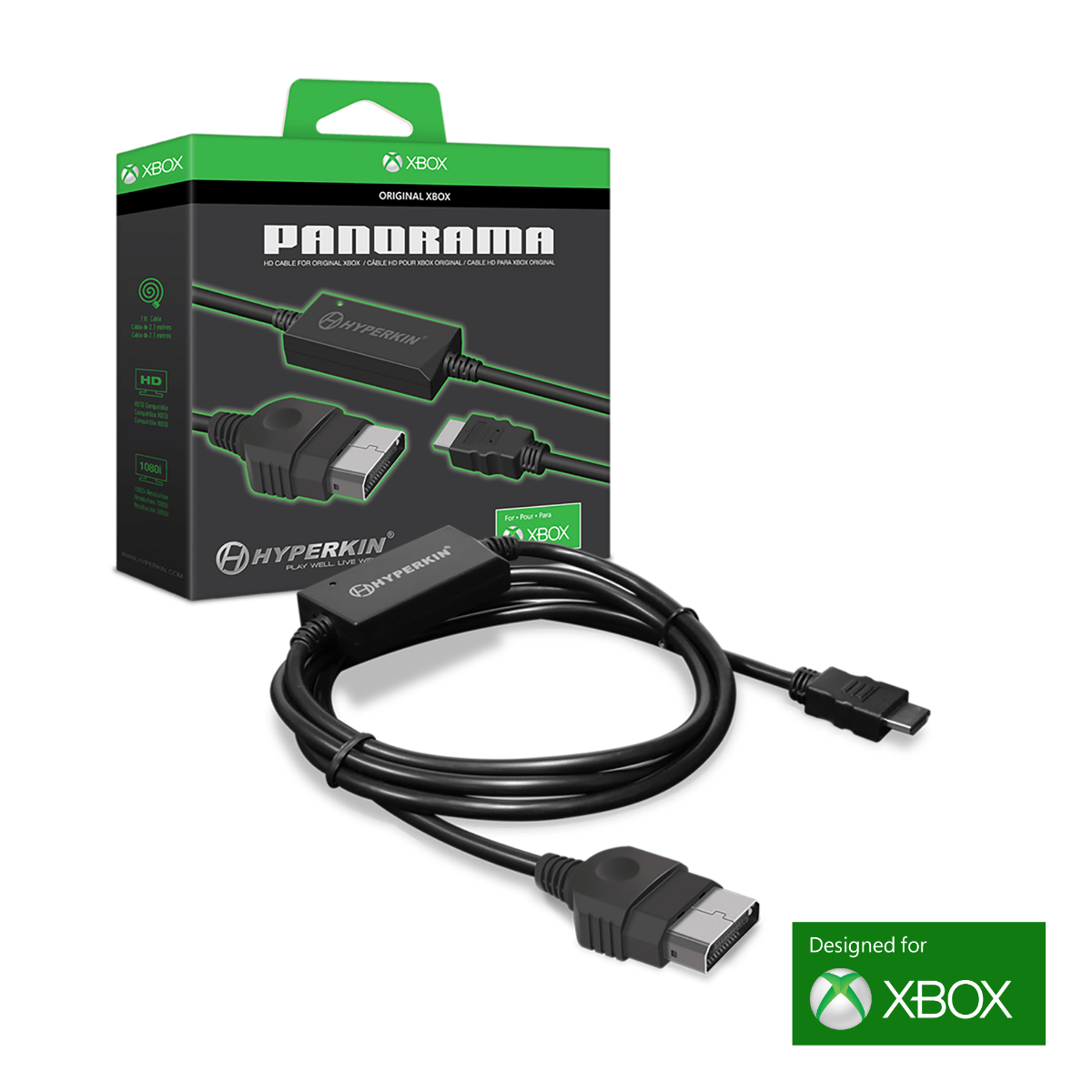 Panorama HDMI Adapter HDTV cable for original Microsoft OG Xbox games consoles supports up to 1080i officially licensed | Hyperkin