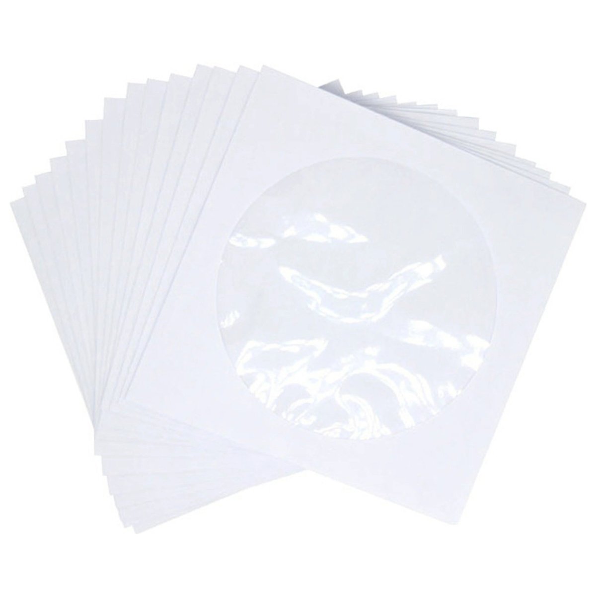 Paper CD storage sleeves wallets for CD, DVD & Blu-ray - 100 pack white | Premium
