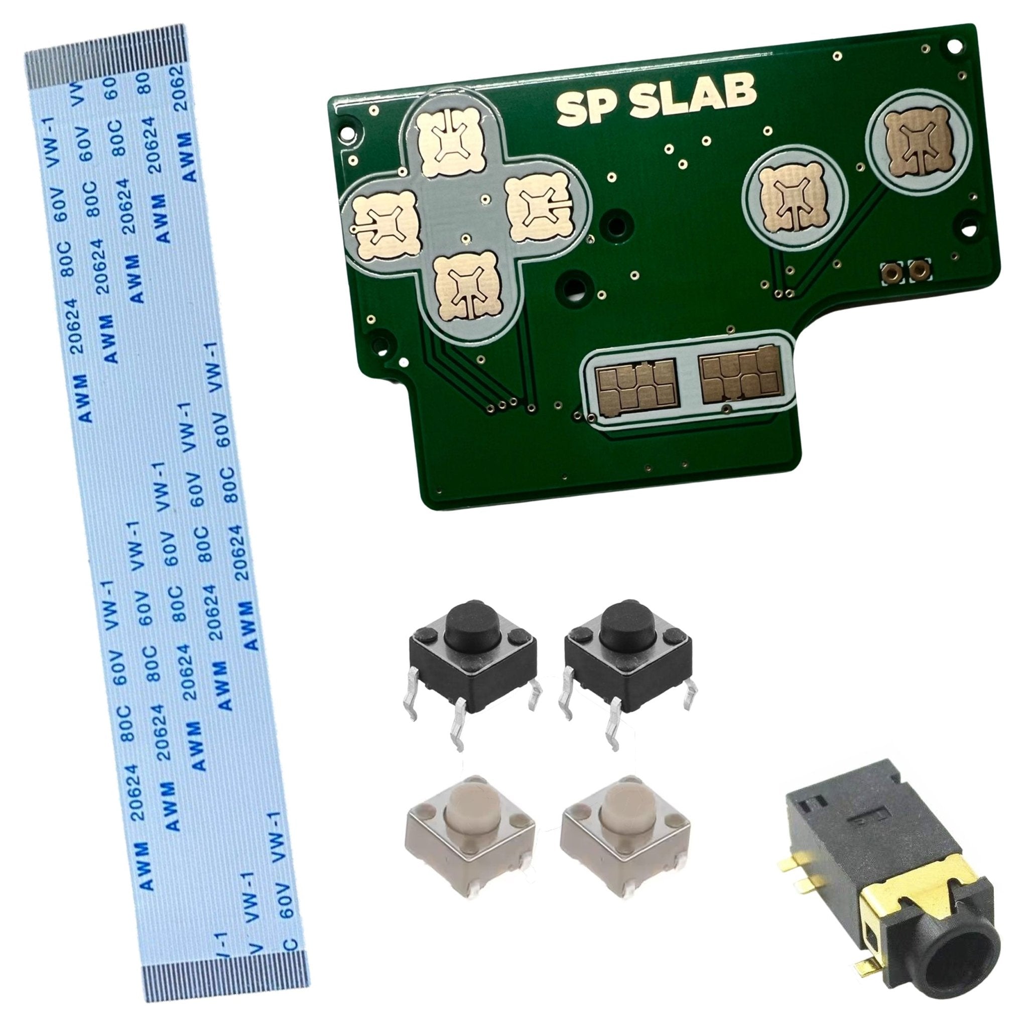 Parts kit for Xipher's GBA SP Slab handheld console V2 including button board PCB (Nintendo Game Boy Advance SP) DIY mod | Xipher Design