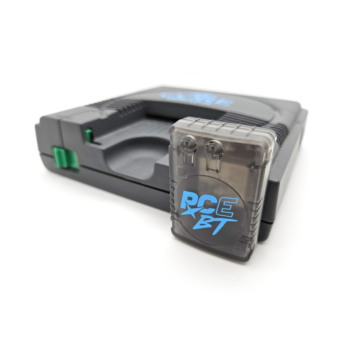 PCE BT Bluetooth controller adapter for NEC PC Engine - CoreGrafx style Blue & Smoke black | Humble Bazooka