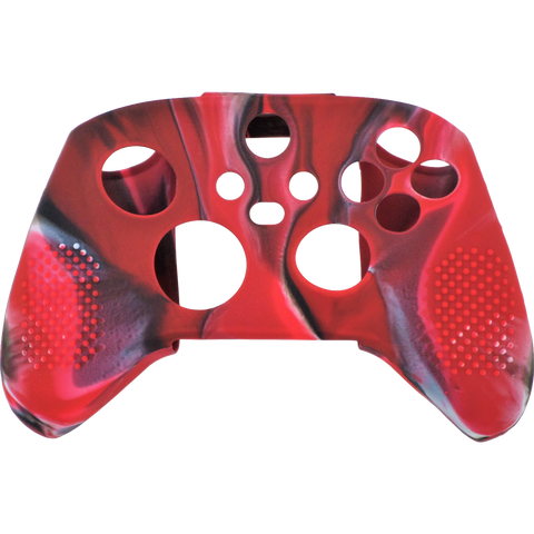 Skin grip cover for Xbox Series X controller soft silicone rubber with ribbed handle - Camo Red | ZedLabz