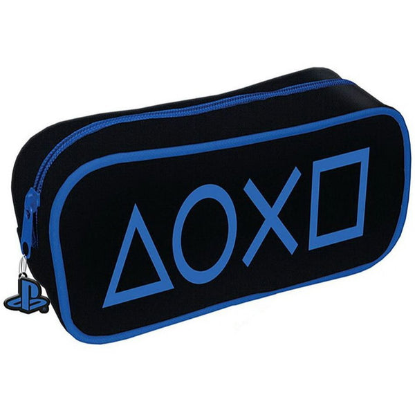PlayStation controller and symbols rectangle zip up pencil case black and blue | Pyramid