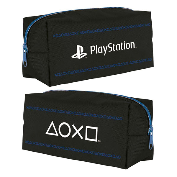 PlayStation pinstripe dark square zip up pencil case stationery pouch | Pyramid