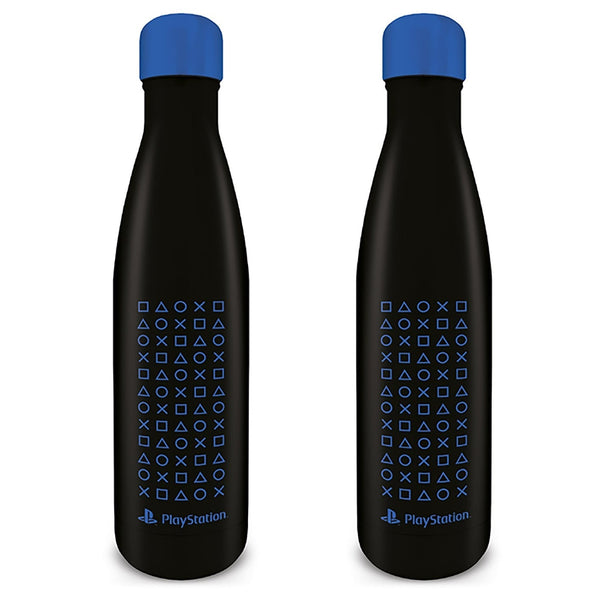 PlayStation symbols pattern 540ml/ 19oz double walled metal drinks bottle - black | Pyramid - 1