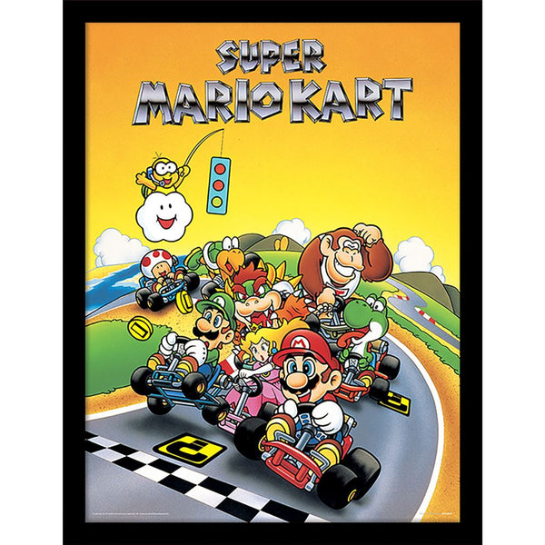 Super Mario Kart retro framed collector print 30 x 40cm | Pyramid