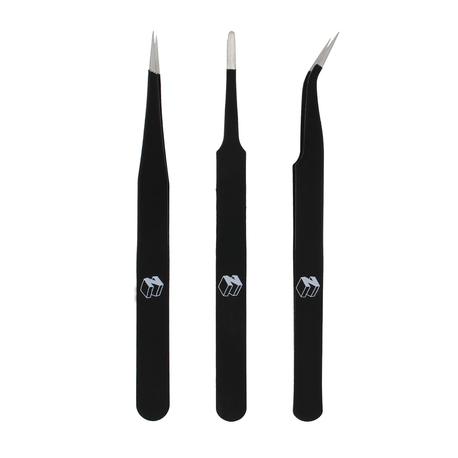 Precision ESD safe tweezer set of 3 (pointed, curved & blunt) for electronics, games consoles, handhelds & controllers repairs or mods - anti static | ZedLabz