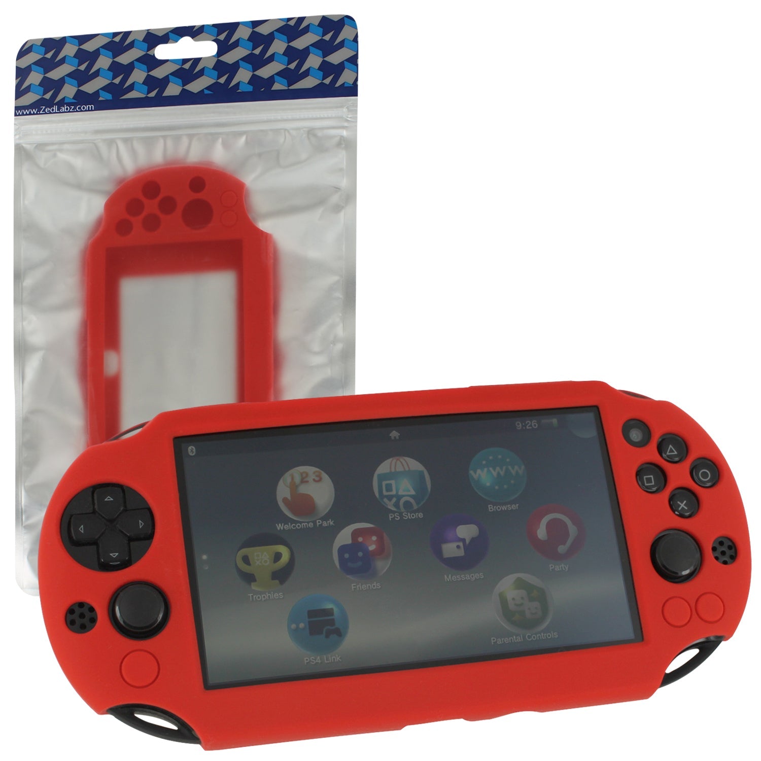 Protective cover for Sony PS Vita 2000 Slim console SC - 1 soft silicone skin bumper case - Red | ZedLabz - 1
