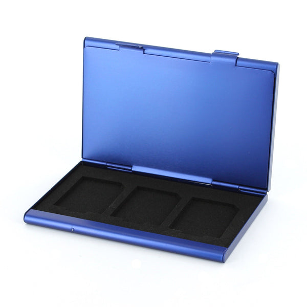Protective holder for SD SDHC memory card case Aluminium Metal - Blue | ZedLabz