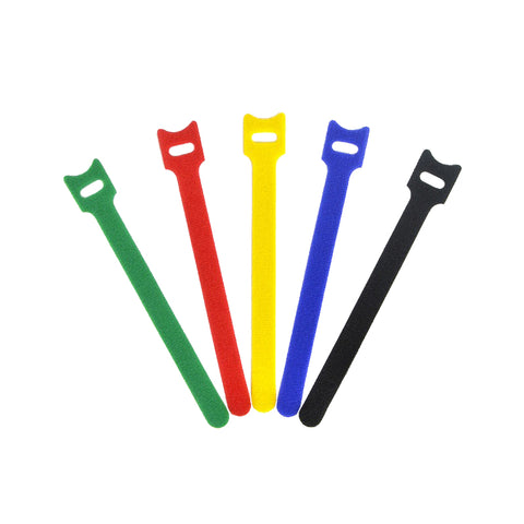 Reusable cable ties hook & loop for AV / Power / Audio / Headphone / TV / HDMI cable management 100mm x 12mm tidy straps - 5 pack Multi colour | ZedLabz