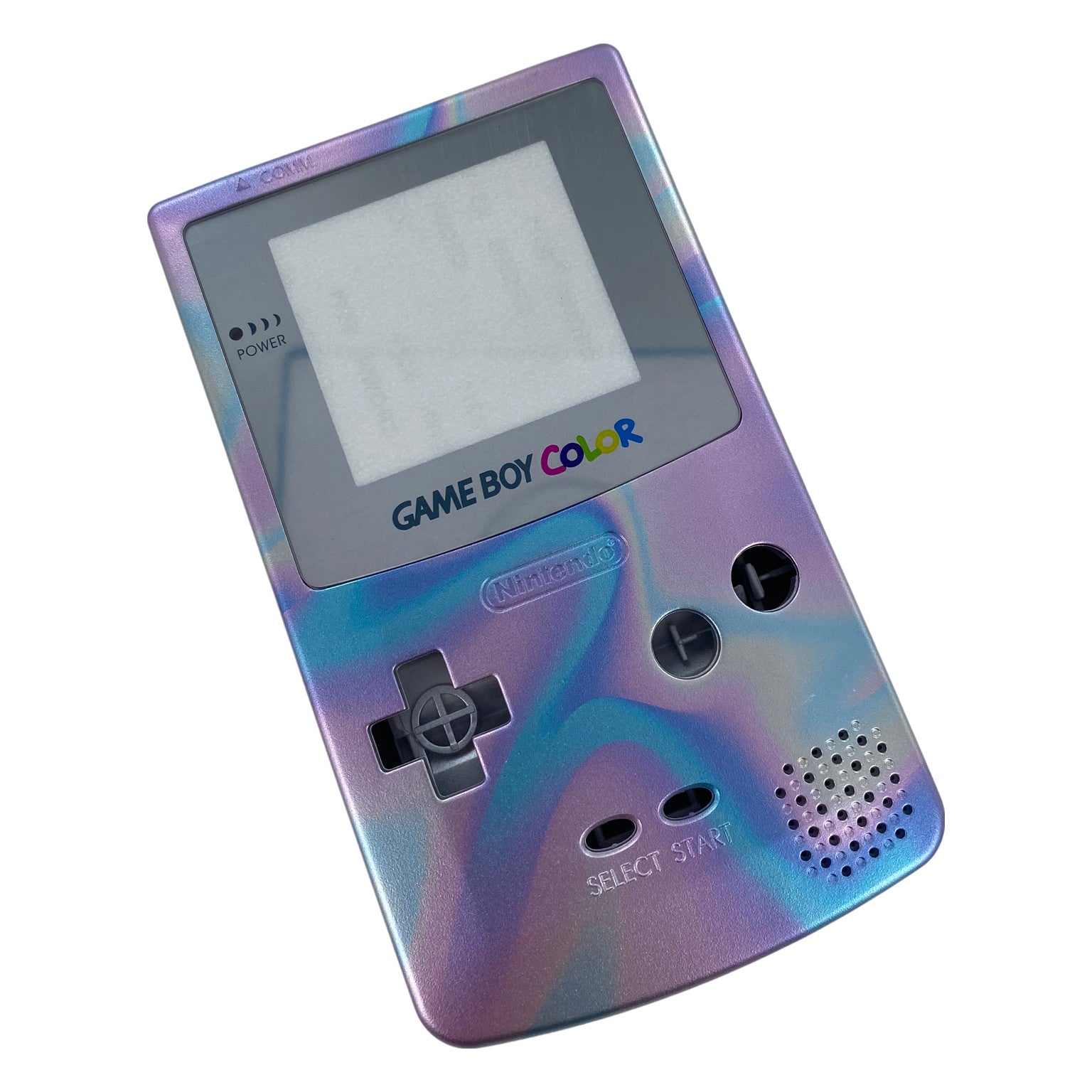 Rainbow oil slick housing shell for Nintendo Game Boy Color - UV printed front & Silver back | ZedLabz
