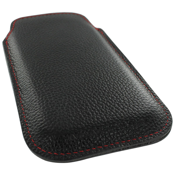 Real leather slip case for iPhone SE 5 5s Made In England - Black & Red | ZedLabz