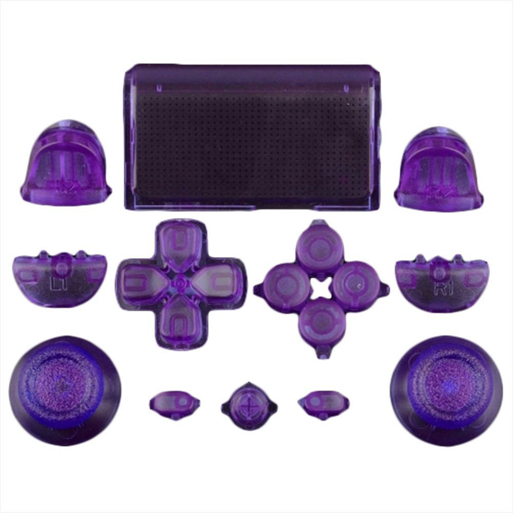 Replacement Full Button Set For 1st Gen Sony PS4 Controllers - Clear Purple | ZedLabz - 1