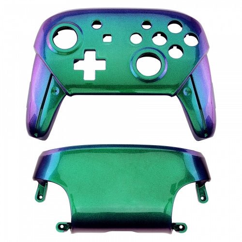 Replacement housing shell for Nintendo Switch Pro controllers front back cover hard glossy Chameleon Blue Green Purple ZedLabz
