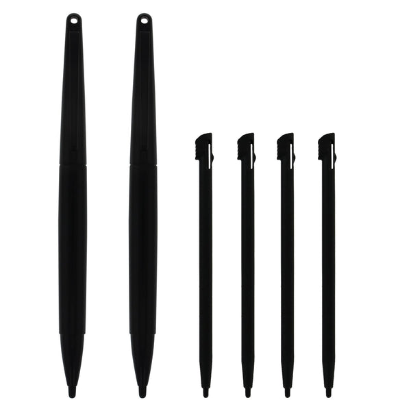 Replacement Standard & XL Stylus Pen Pack For Nintendo 2DS - 6 Pack Black | ZedLabz