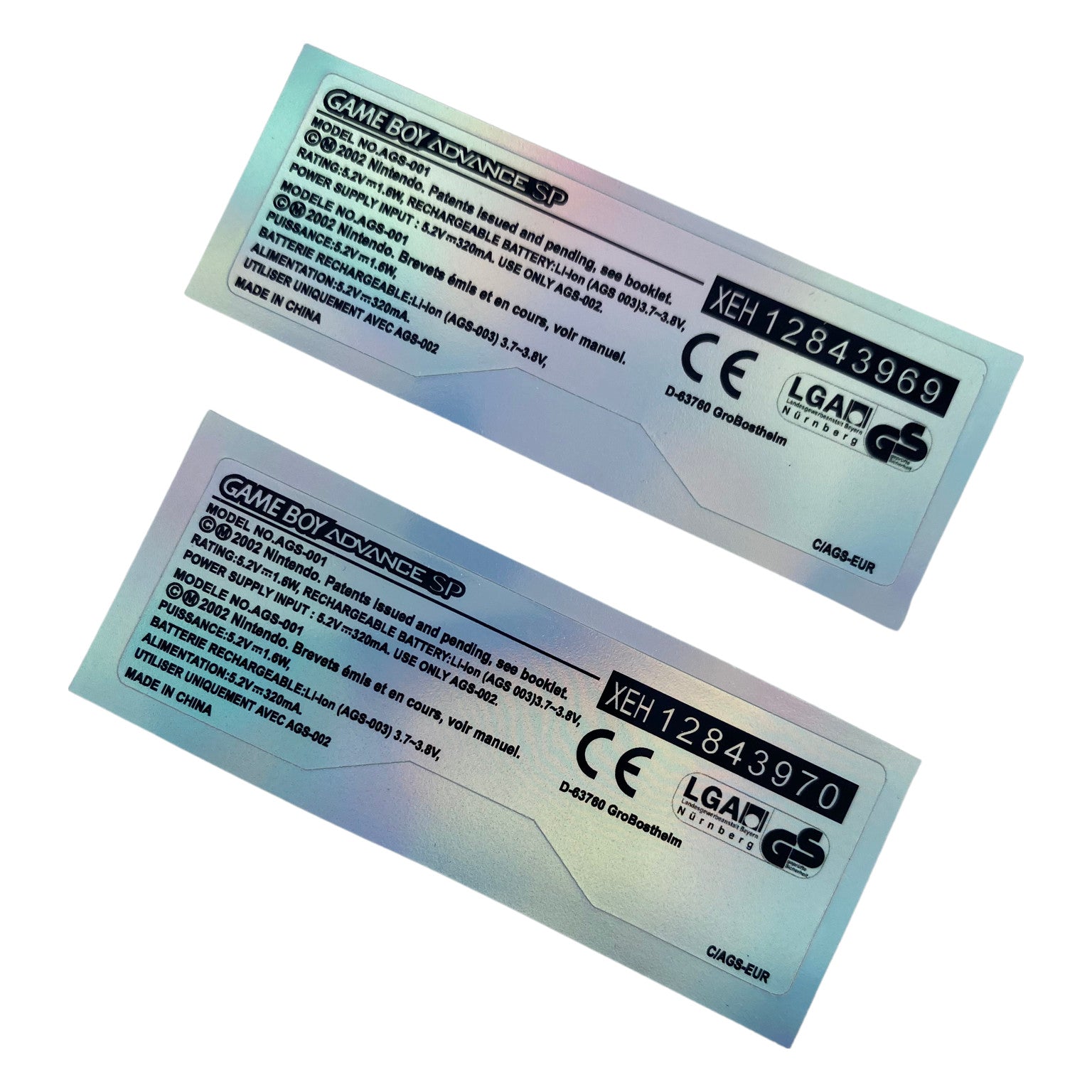Holographic stickers for Nintendo Game Boy Advance SP