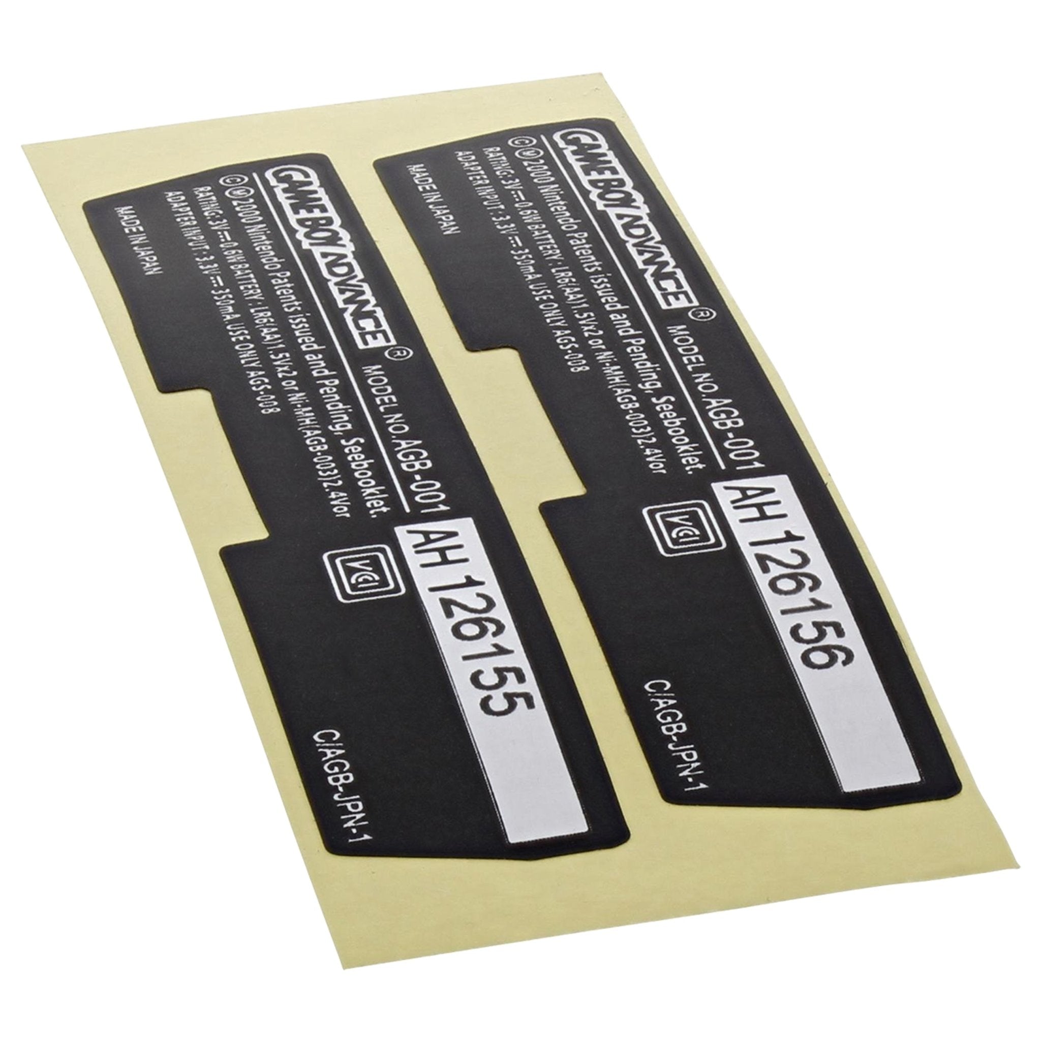 Reproduction sticker for Game Boy Advance (GBA) rear model label replacement -2 pack | ZedLabz